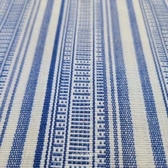 Cotton Linen Woven Scarf Blue & White - Picture 11 of 14